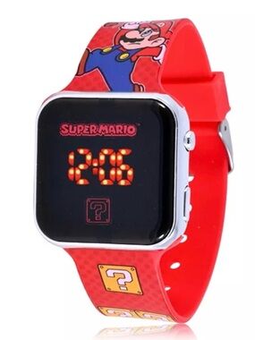 Accutime Nintendo Kids Super Mario Red Silicone Strap Watch